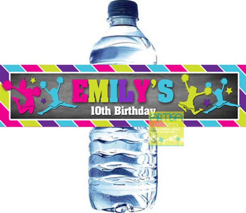 cheerleader party supplies Cheerleader water label cheers cheerleader birthday party cheerleaders water label cheerleading water label