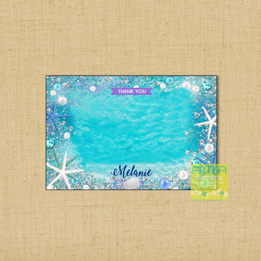 Under the Sea Thank You Card Ocean Thank You Card Pearls and Etsy