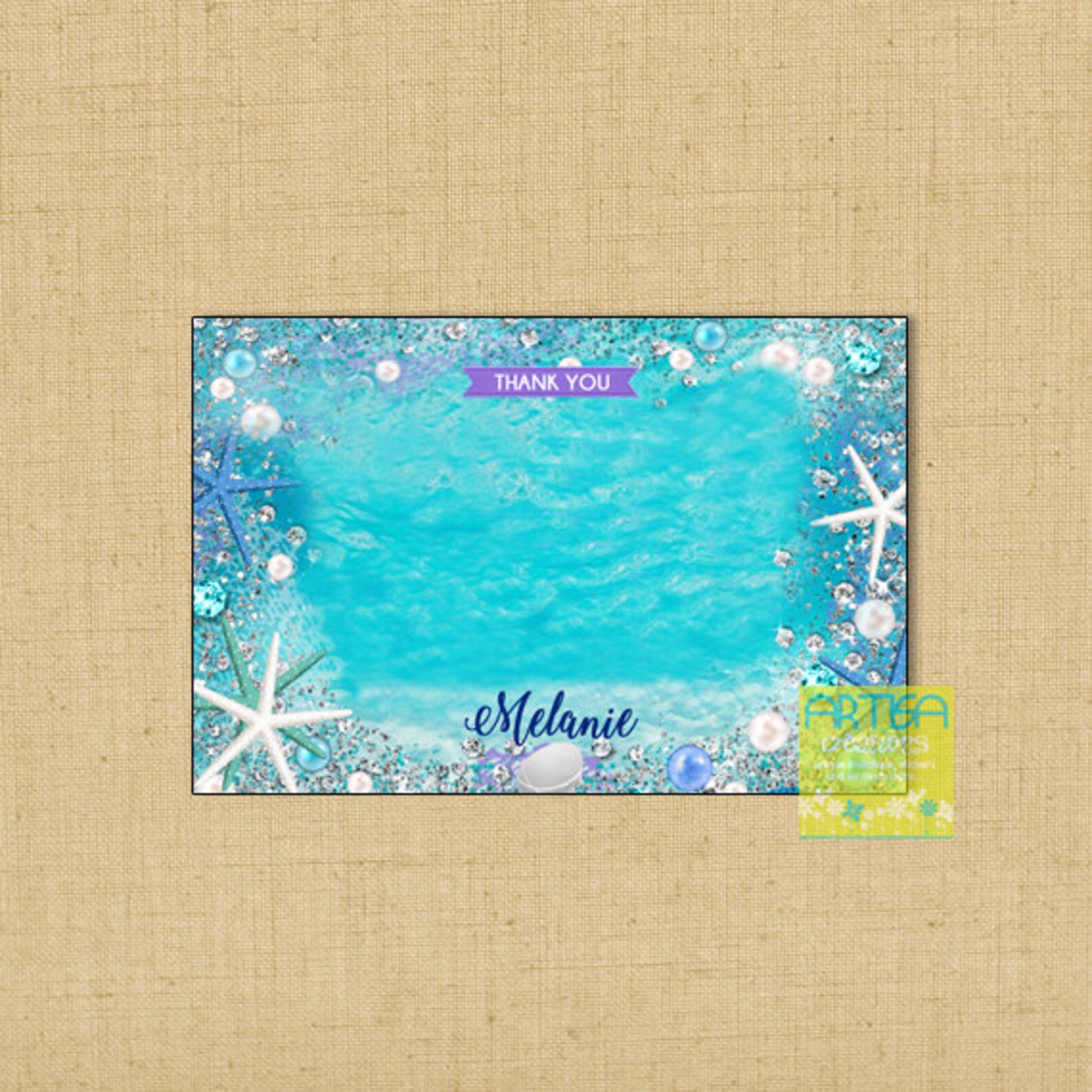 Under The Sea Thank You Card Ocean Thank You Card Pearls And Etsy