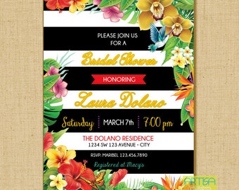 Hawaiian Party Invitation, Luau Party, Hawaiian theme invitation for any occasion, Hawaiian Bridal Shower, Modern Hawaiian Invitation, Luau