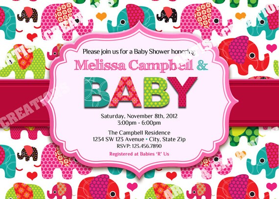 Elephant Baby Shower Invitation Elephant Invitation | Etsy