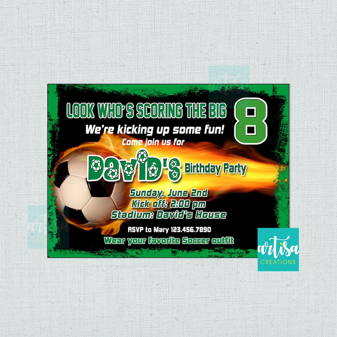 Soccer Birthday Invitation Printable File DIY - Soccer Birthday ...