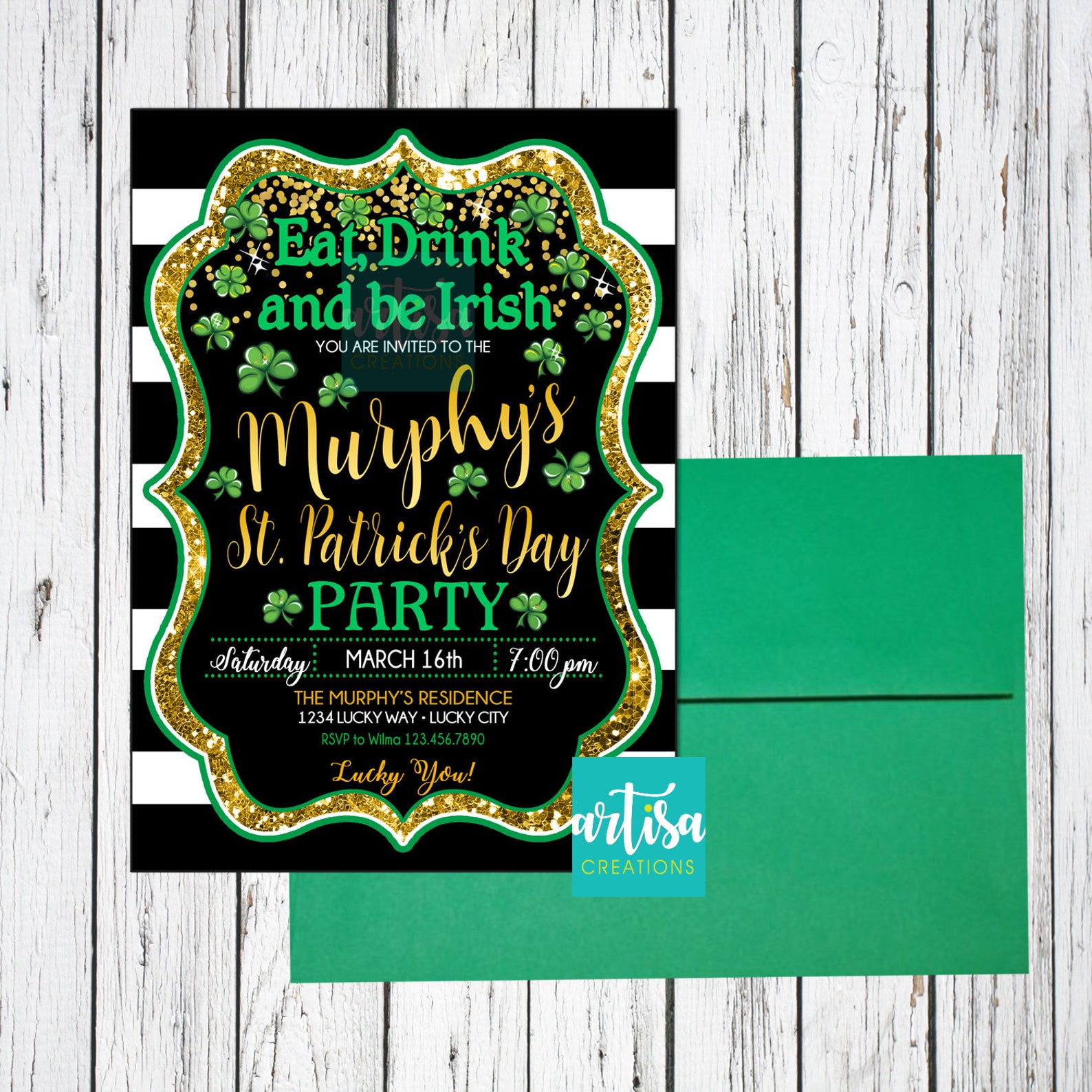 st patricks day birthday invitation