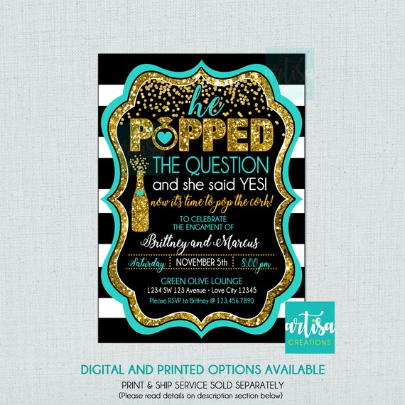 He Popped The Question Invitation He Popped The Question Etsy