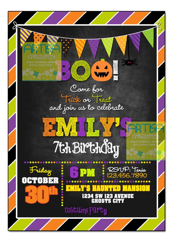 Invitation Anniversaire Halloween Halloween Modernes Etsy Invitation Anniversaire Halloween Halloween Modernes Etsy
