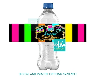 80s theme Water Label, 80s party water label, 90s party water label, water label digital file