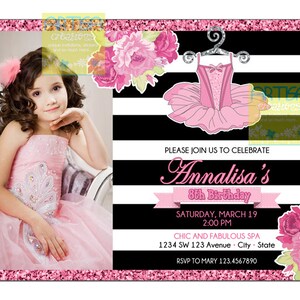 Tutu Skirt Birthday Invitation, Tutu Birthday Invitation, Girl Shabby Chic Birthday Invitation, Girl Ballet birthday, Spa Girls Invite DIY