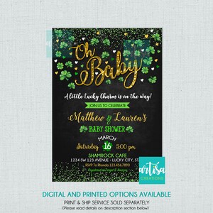 St. Patrick's Day Baby shower invitation, Oh Baby St Patrick Baby Shower Invitation DIY, St Patrick New Baby Invite. St Patrick Baby Shower