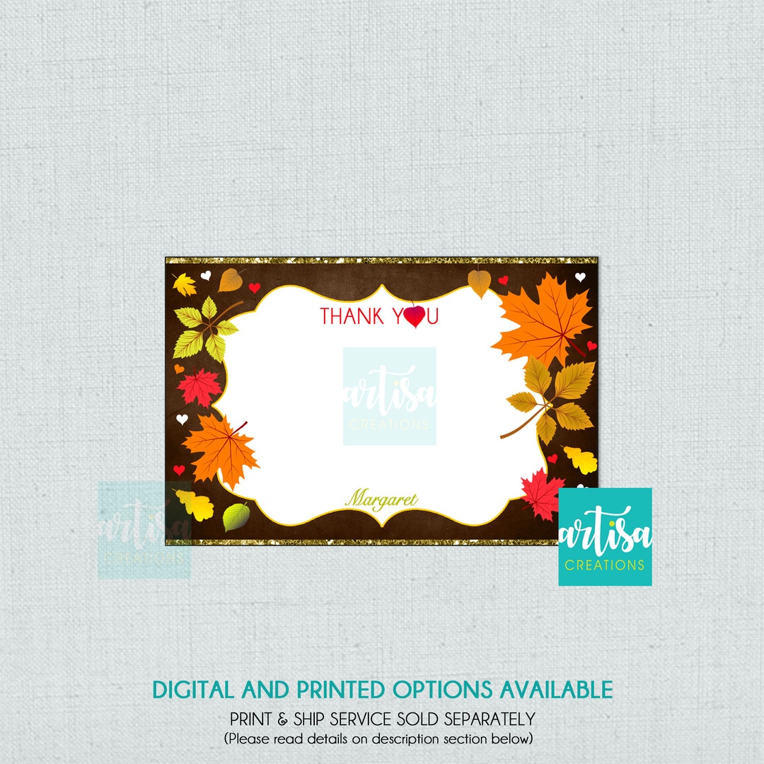 Fall Thank You Card, Fall Note Card, Fall Leaves Thank You Card, Fall ...