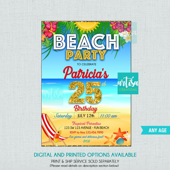 Beach Party Invitation Beach Invitation Beach Get Together Etsy