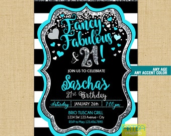 Fancy Fabulous & 21, Fancy 21st birthday invitation, Fancy Fabulous 21st Birthday invitation, Fancy and Fabulous birthday invitation, 21st