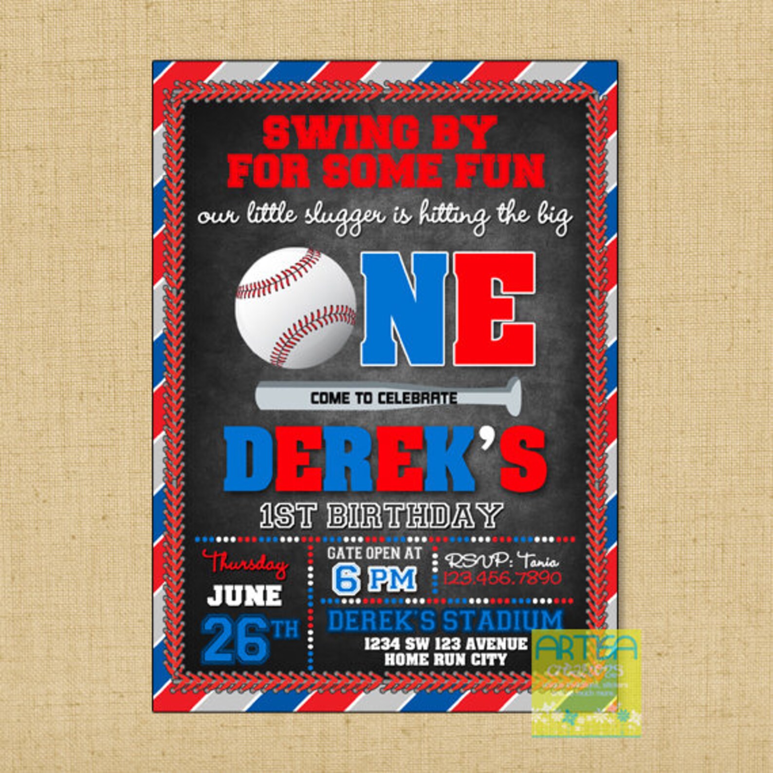 Baseball 1st Birthday Invitation Baseball Invitation Etsy