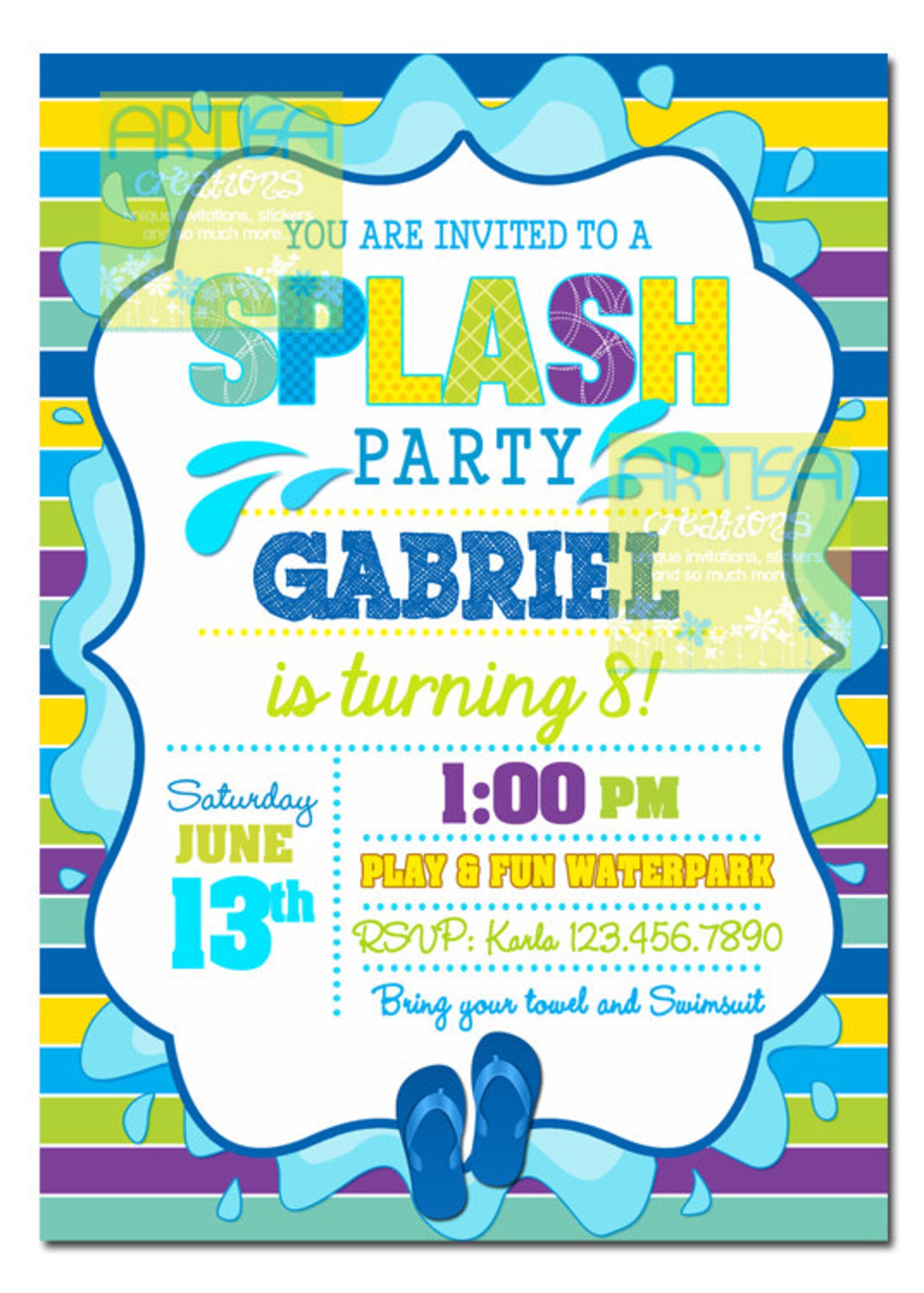 Splash Party Invitation Pool Party Birthday Invitation Boy Etsy