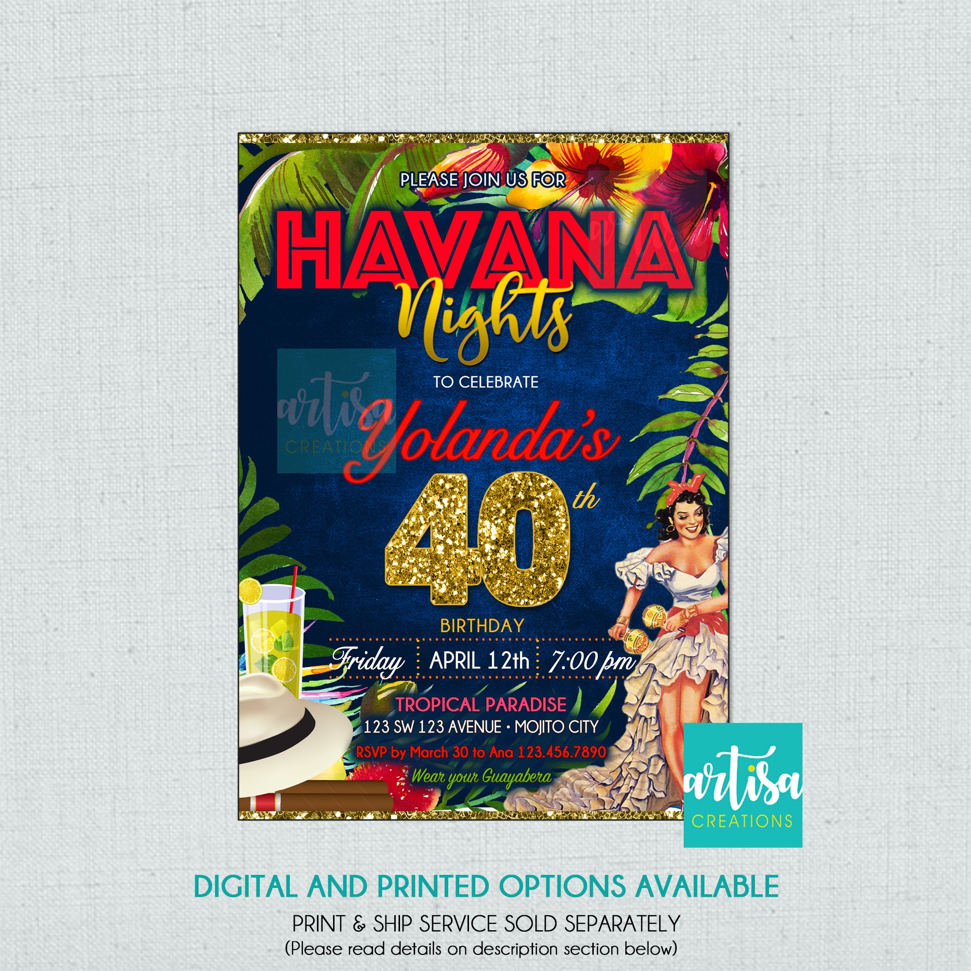 Havana Nights Party Havana Night birthday Party invitation Havana Nights Invitation Havana Night dinner Havana Night Party