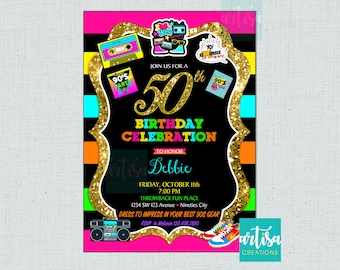 90s Party Invitation, 90s birthday invitation, 90s throwback party invitation, 90s throwback birthday party invitation, 90s invitations, 90s