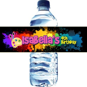 Etiqueta de garrafa de água Art Party Arquivo digital - Etiqueta de garrafa de água para colorir Art Painting DIY - Etiqueta de garrafa de água Art Party