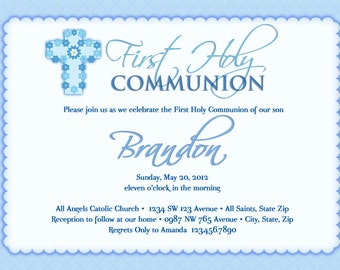 Boy's First Communion Invitations, Communion Invitations, First Holy Communion  invitations for Boys - Baptism - Christening Invitation