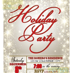 Sparkles Holiday Party Uitnodiging - Shiny Stars Kerstuitnodiging - Bedrijfsvakantie - Glitter Sparkles Holiday Dinner - Holiday Soiree