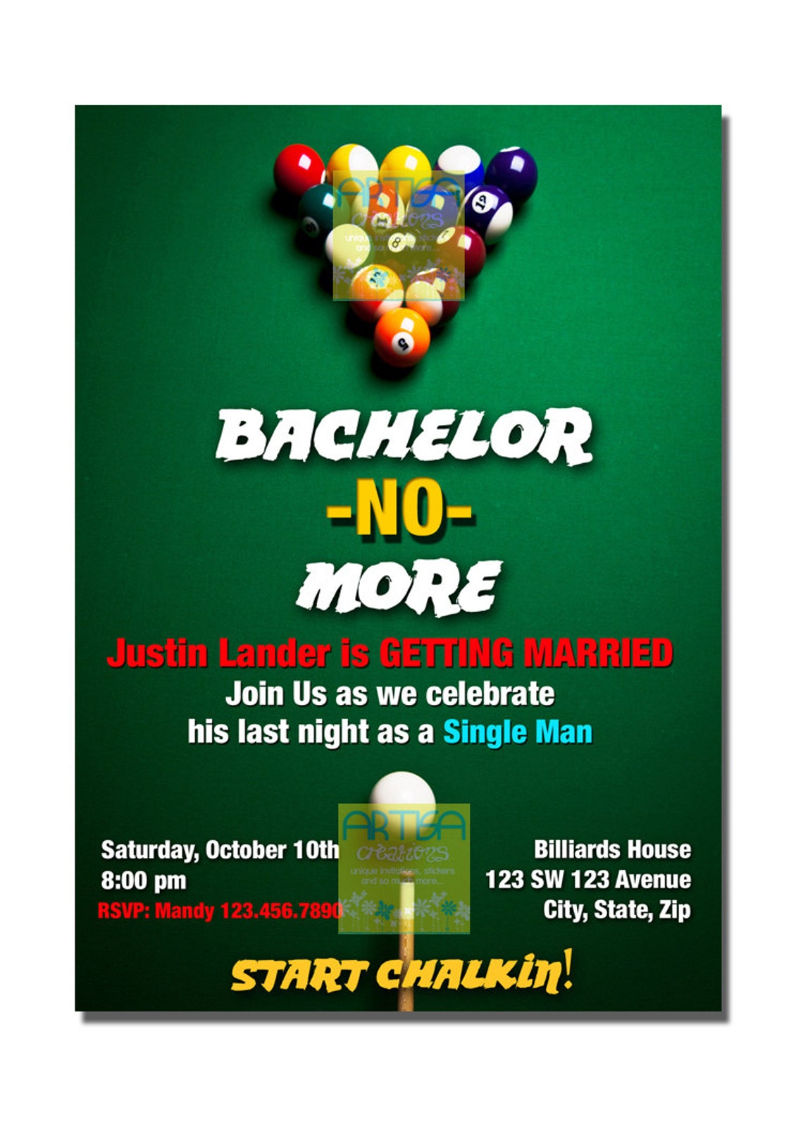 Billiards Invitation Billiards Birthday Invitation Pool Table Etsy