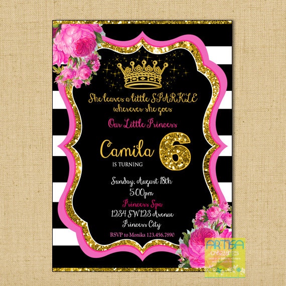Princesse Invitation Anniversaire Invitation Danniversaire Etsy