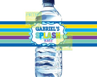 Splash Party Water bottle label, Summer Water Bottle Label, Water Splash water label, Splish Splash Water Bottle Label, Boy SPlash Water lab