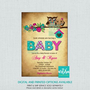 Owls baby shower invitation, Owls Mom and Baby Shower Invitation, Pink and Teal Owls Baby Shower Invitation, cute Owls Baby Shower Invite