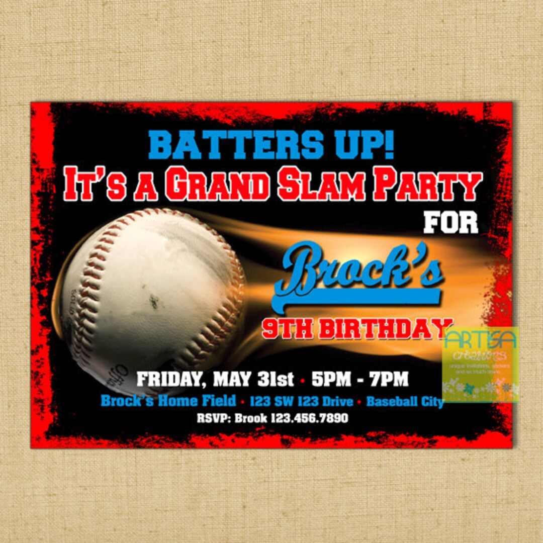 Baseball Birthday Invitation Printable File DIY - Baseball Birthday ...