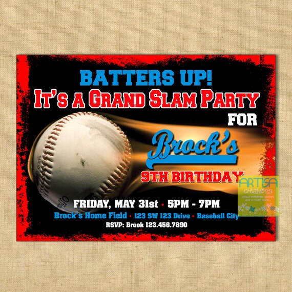 Baseball Birthday Invitation Printable File DIY Baseball | Etsy