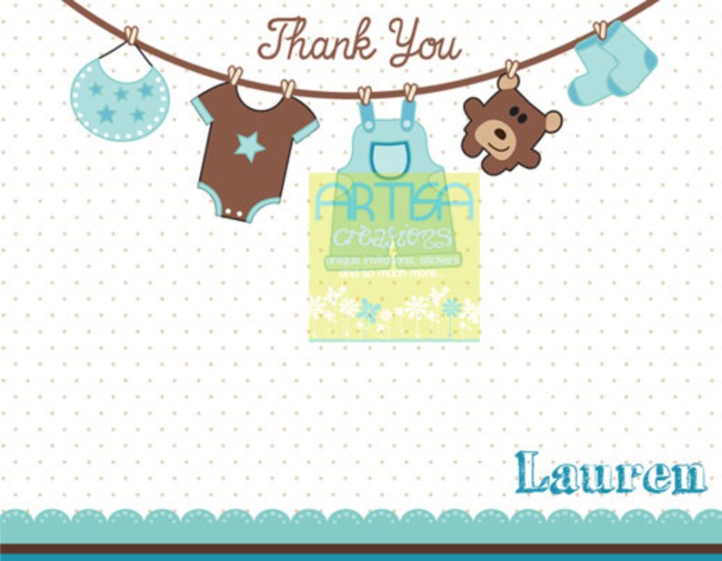 Boy Baby Shower Thank You Card Baby Boy Shower Thank You Etsy