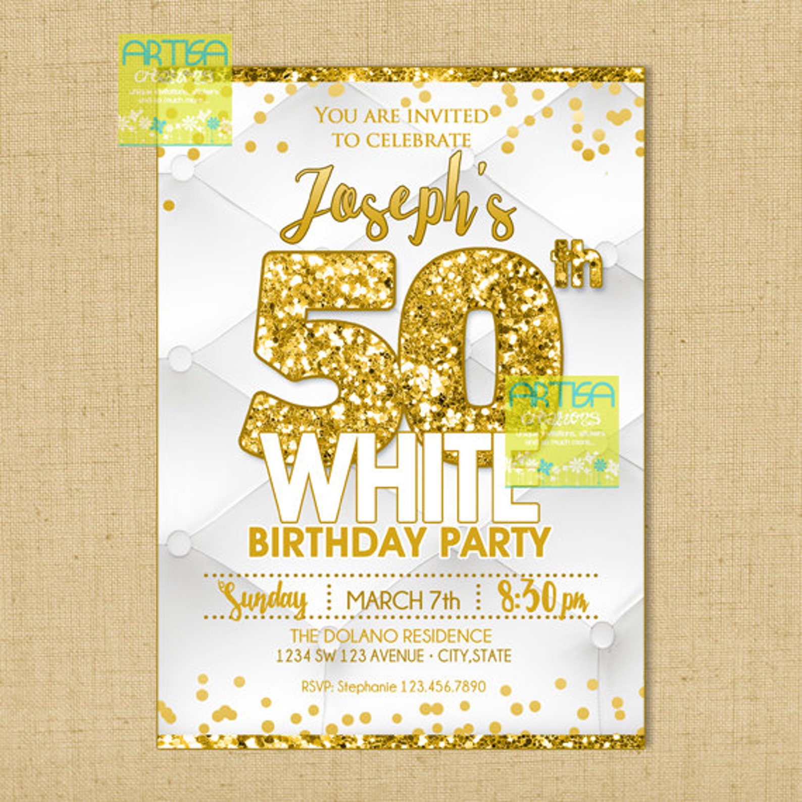 All White Party Invitation Milestone Birthday Invitation Etsy