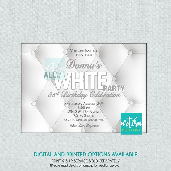 All White Party Invitation White Party Invitation Summer | Etsy