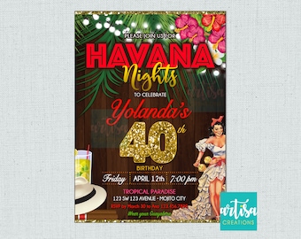Havana Nights Party, Havana Night birthday Party invitation, Havana Nights Invitation, Havana Night dinner, Havana Night Party invitation