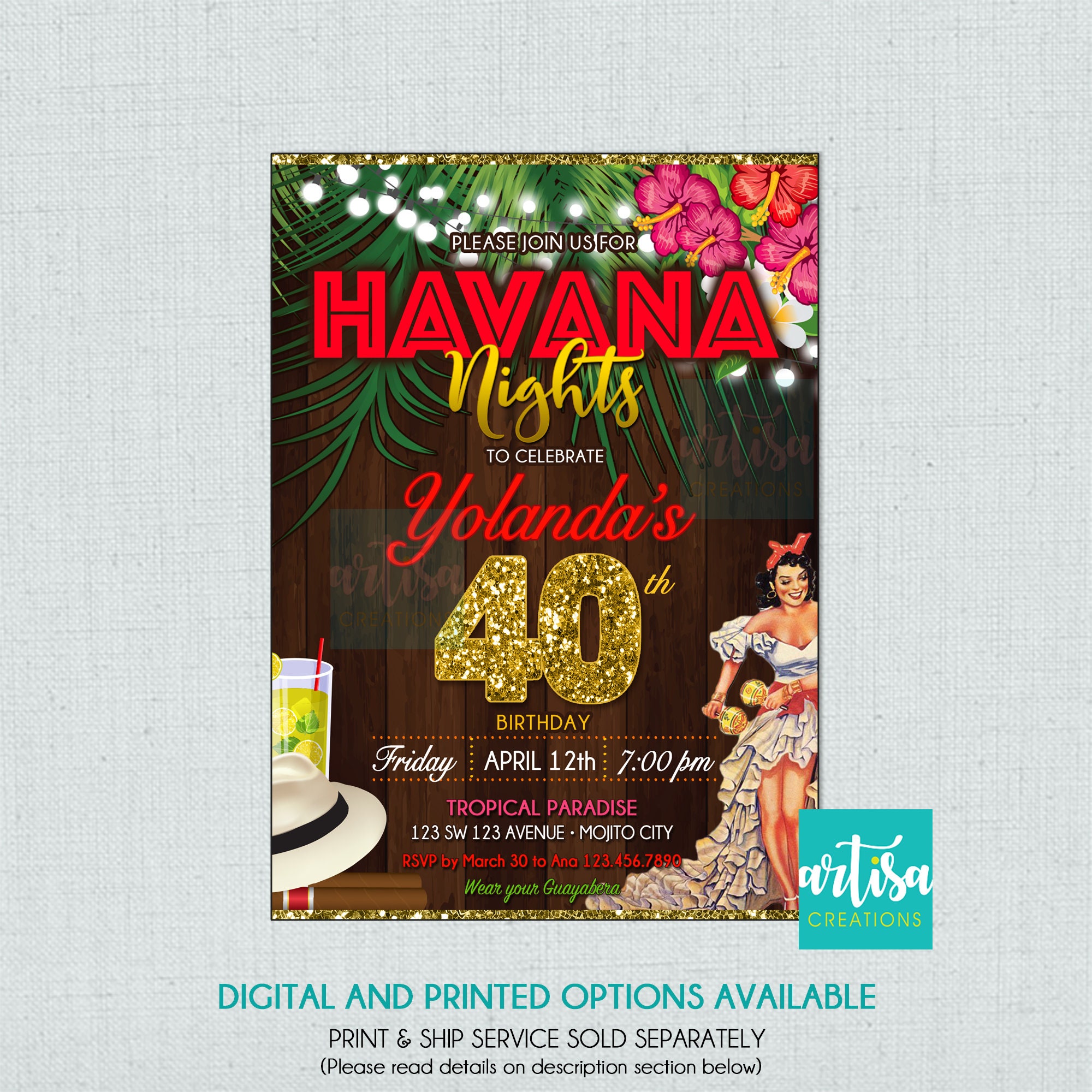 Havana Nights Party, Havana Night Birthday Party Invitation, Havana Nights  Invitation, Havana Night Dinner, Havana Night Party Invitation, Havana  Nights Themed Party