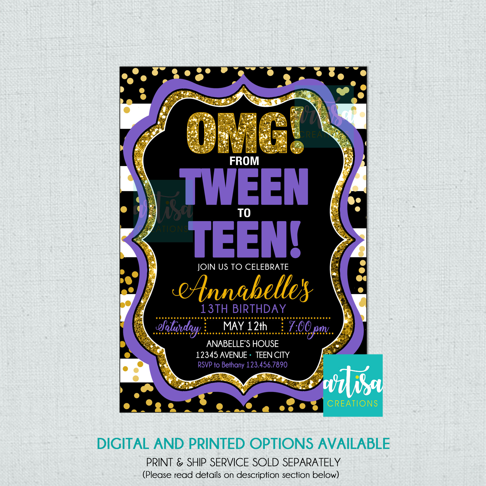 From Tween to Teen Invitation, 13th Birthday Invitation, OMG From Tween to Teen  Invitation, Teenager Invitation, Teen Invitation, OMG Teen - Etsy
