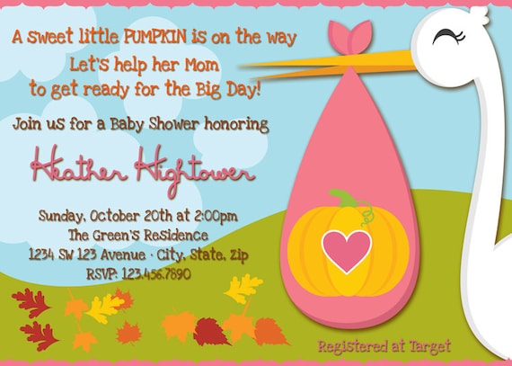 Little Pumpkin on the way Baby Shower Invitation - Fall Baby Shower Invitation - Autumn Baby Shower - Sweet Little Pumpkin Baby Shower