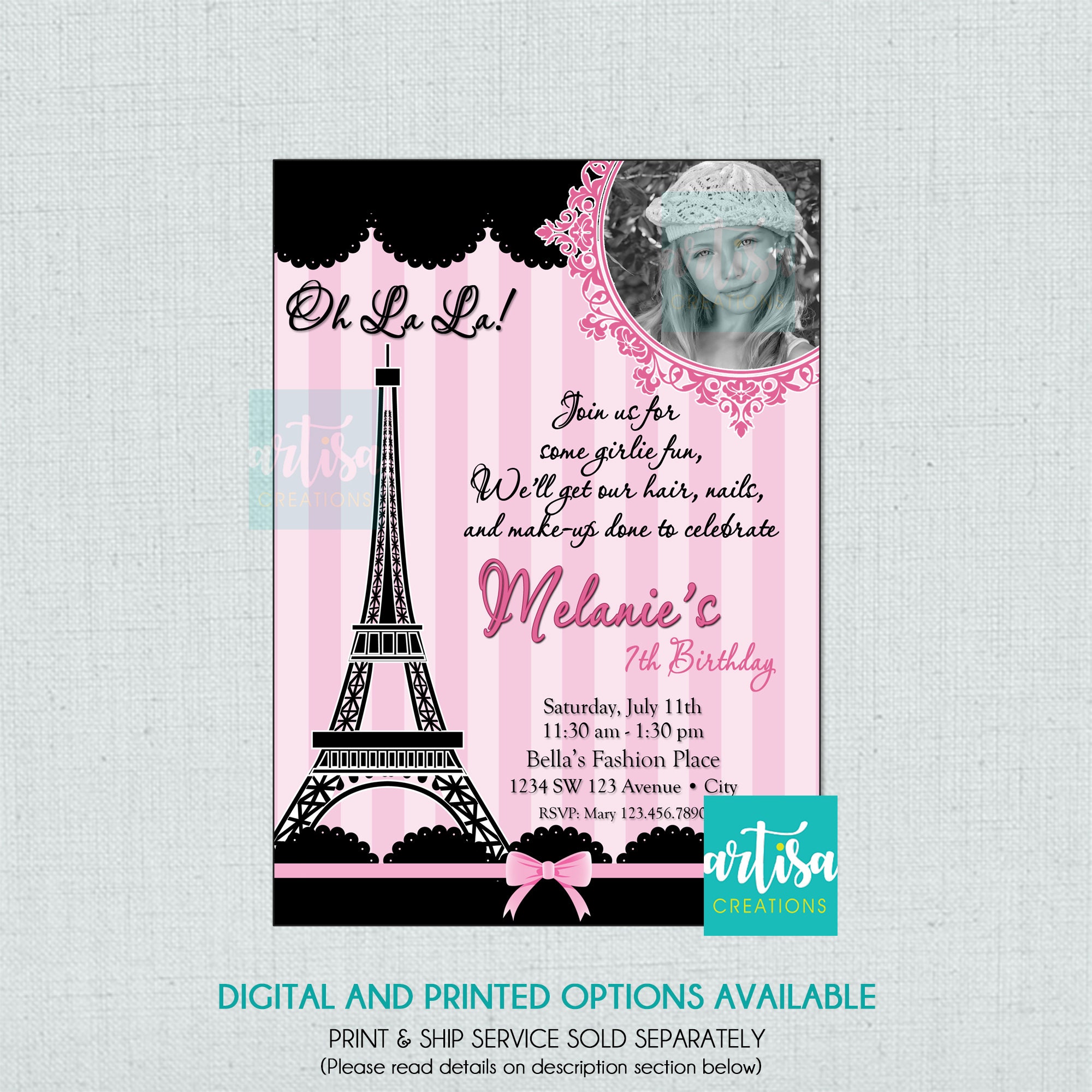 Invitación de cumpleaños de París, Invitación de cumpleaños oh la la,  Invitación de la Torre Eiffel, Invitación de París, Invitación de París  negro, image size:2000x2000