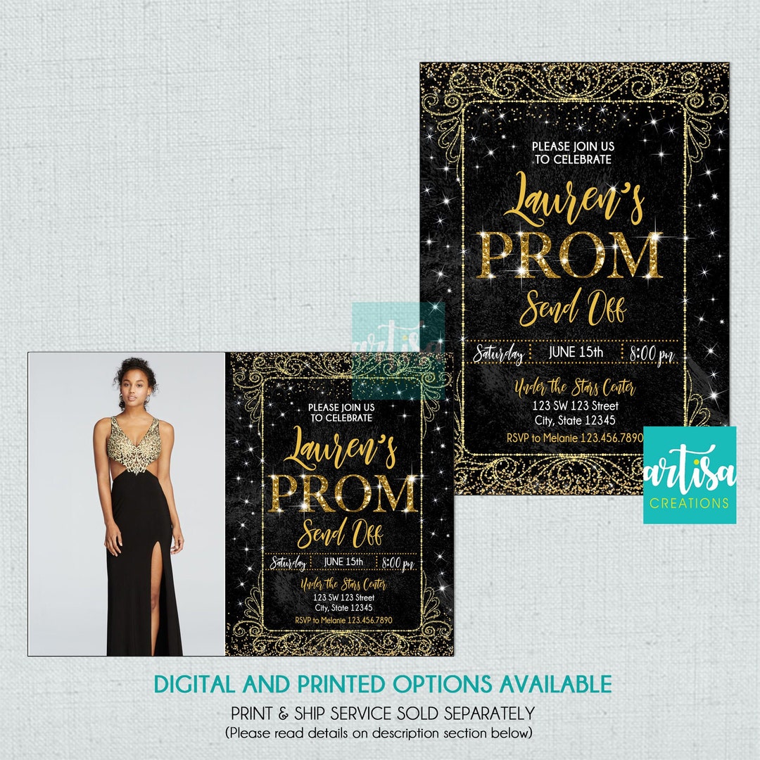 Prom Send off Invitation, Black Prom Send off Invitation, Black Gold Prom Send off Invitation, Black Prom Send off Invitation, Black Gold