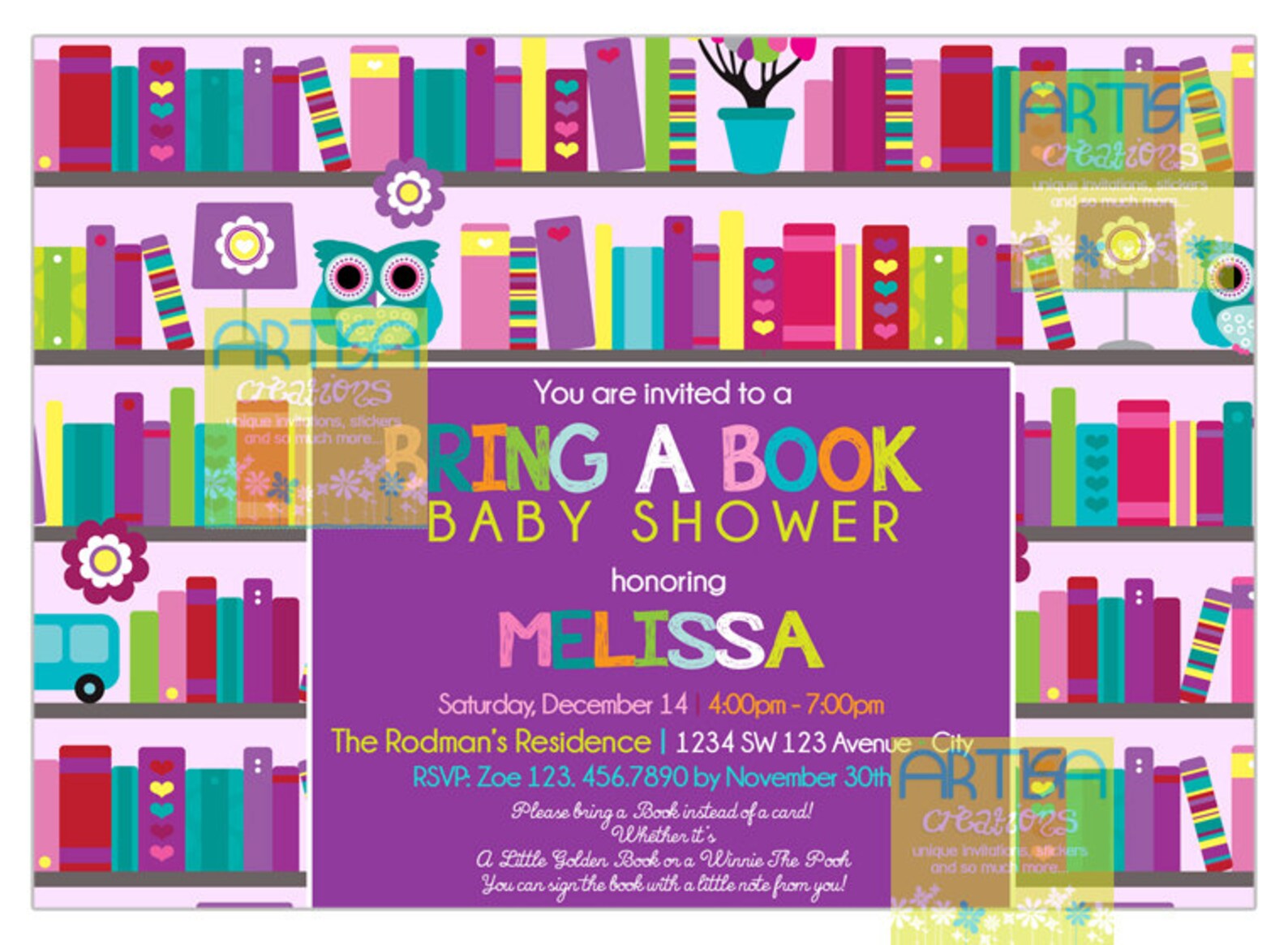 Bring a Book Baby Shower Invitation Girl Baby Shower Etsy