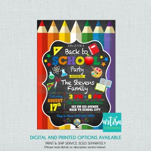 Back to School Party invitation, back to school invitation, End of Summer Invitation, Back to school invitations, back to school get togethe