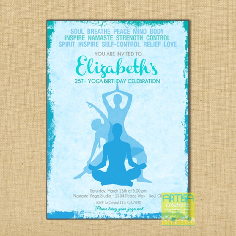 Yoga Invitation Yoga Party Invitation Yoga Birthday Etsy