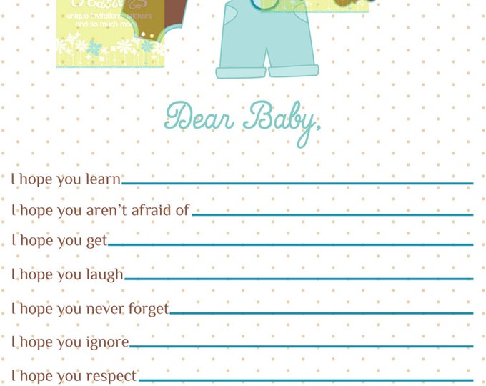 Wishes for Baby Card Boy Baby Shower Wishes for Baby Boy Etsy