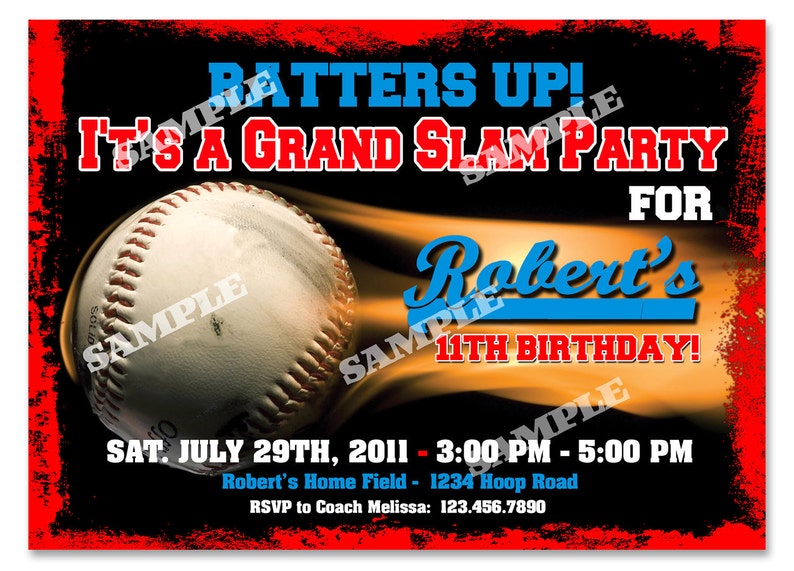 Baseball Birthday Invitation Printable File DIY Baseball - Etsy
