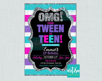 De preadolescente a invitación de adolescente, invitación de cumpleaños número 13, OMG de preadolescente a invitación de adolescente, invitación de adolescente, invitación de adolescente, OMG adolescente