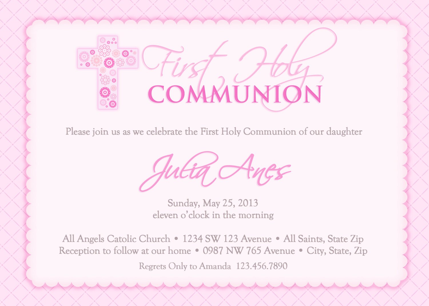 Girl's First Communion Invitations Communion Invitations Etsy