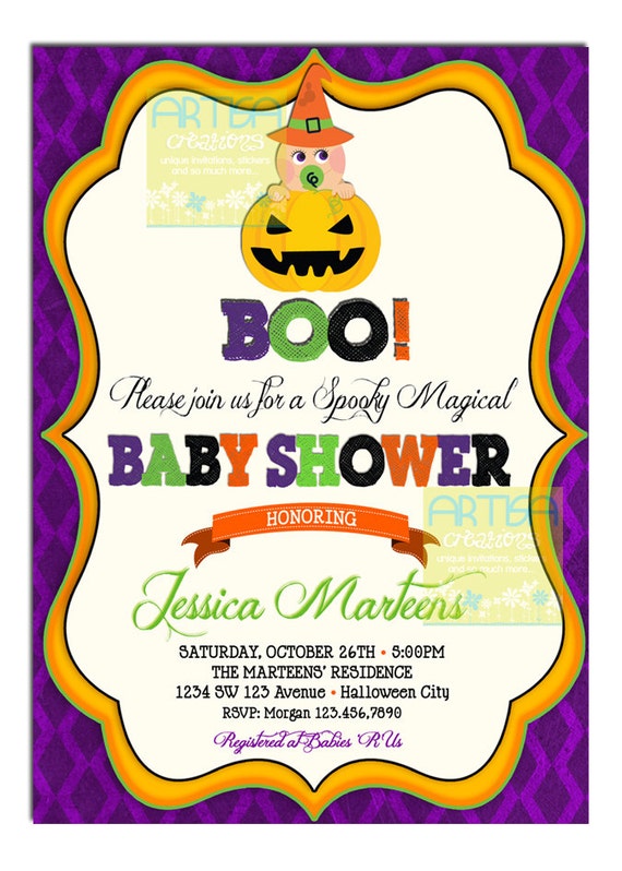 Halloween Baby Shower Invitation Baby Shower Halloween Etsy