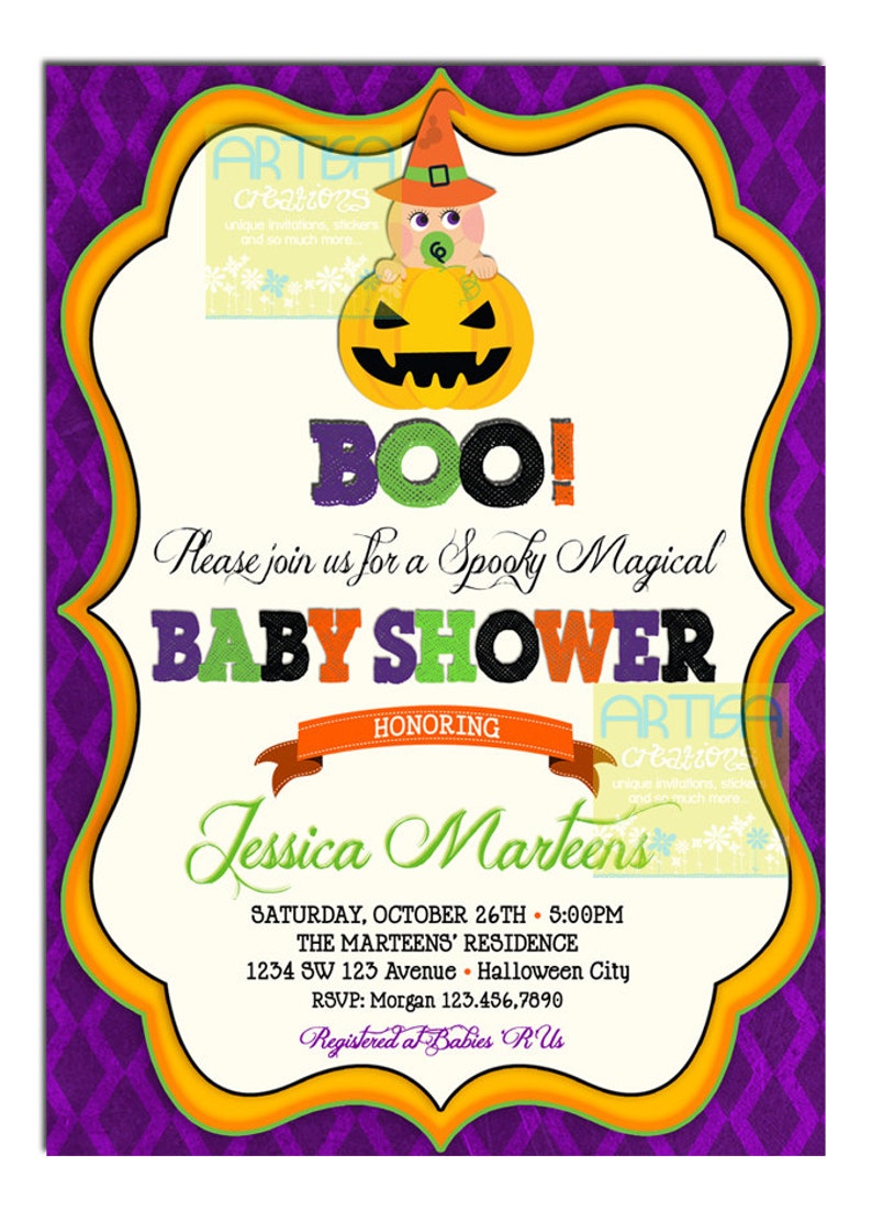 Halloween Baby Shower Invitation Baby Shower Halloween Etsy