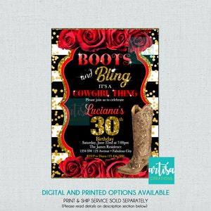Boots and Bling Invitation Etsy
