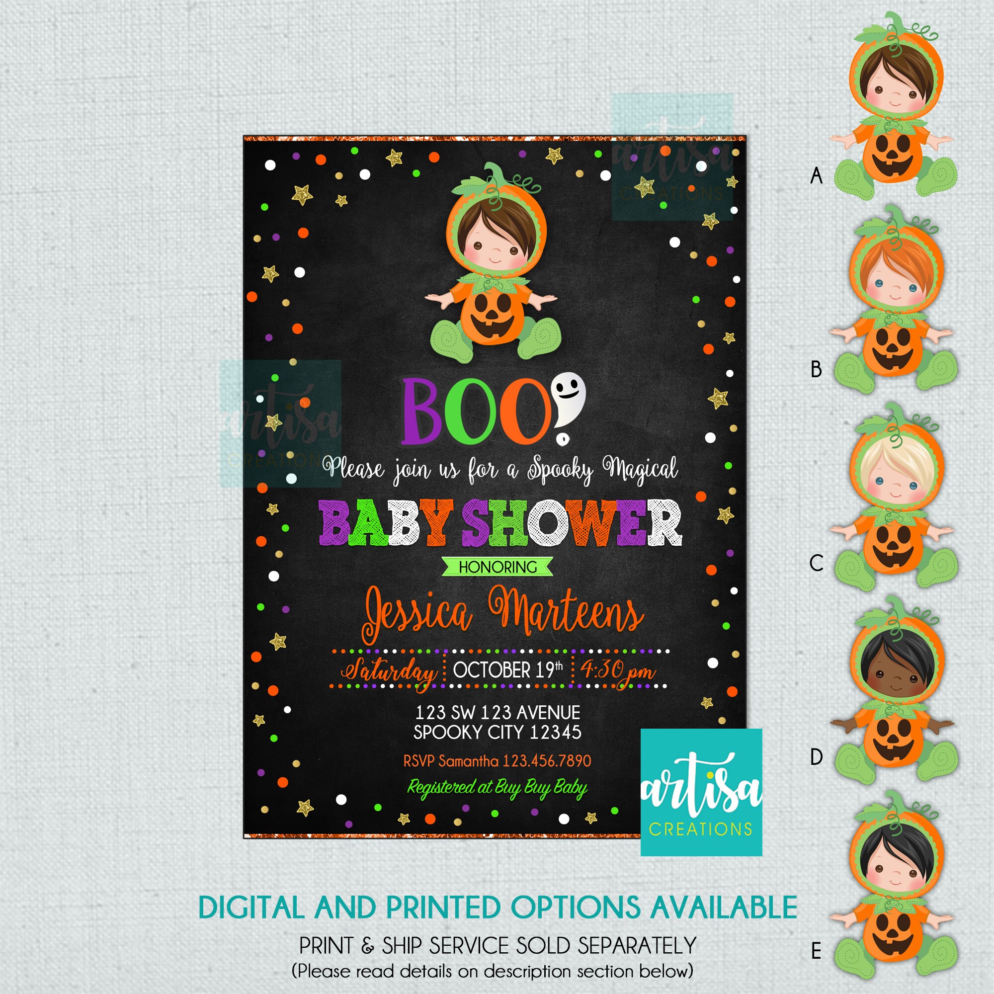Halloween Baby Shower Invitation Baby Shower Halloween Etsy UK