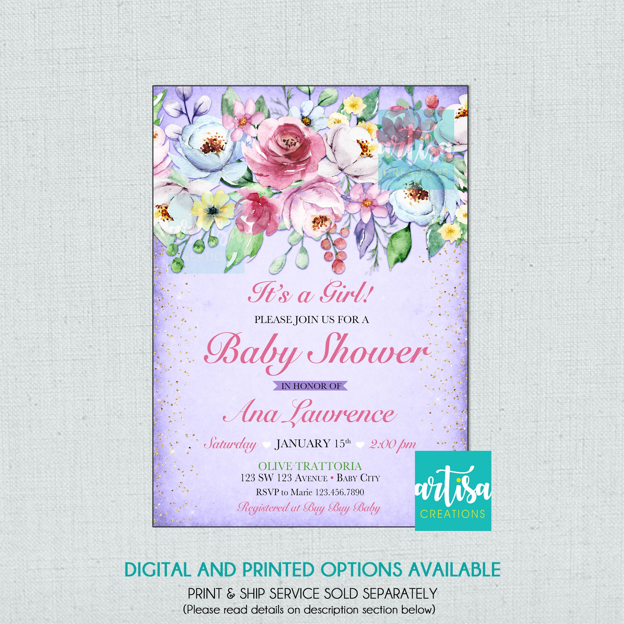 Flowers Baby Shower Invitation Baby Girl Shower Invitation Etsy Australia