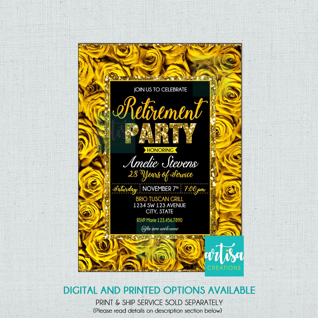 Retirement Invitation, Yellow Retirement Invitation, Yellow Woman